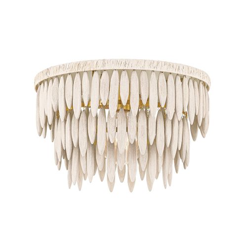 Tiffany 1-Light Semi-Flush Ceiling Light in Aged Brass with Textured Crea