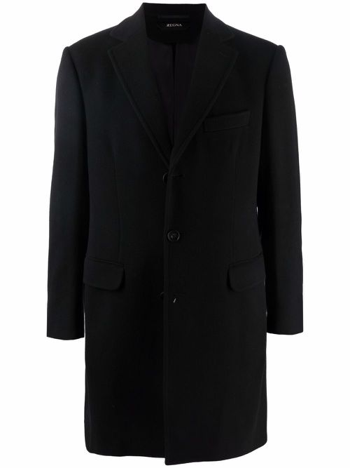 Single-breasted mid-length coat - Black