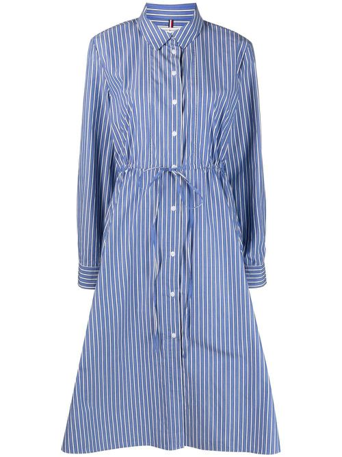 Stripe mid-length shirt dress - Blue