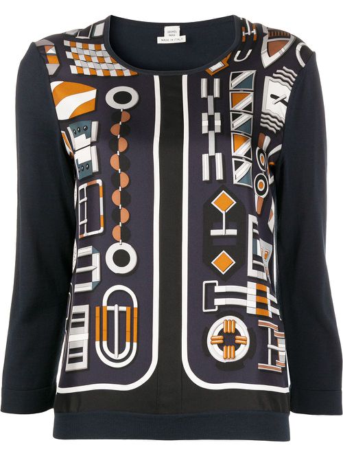 Pre-owned geometric print knitted top - Blue