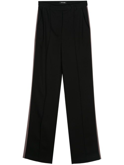 Grosgrain-trim straight trousers - Black