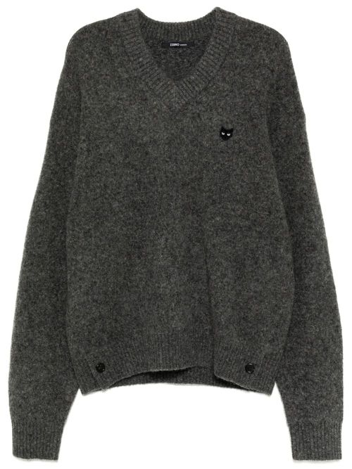 Love panther hand stitch mohair jumper - Grey