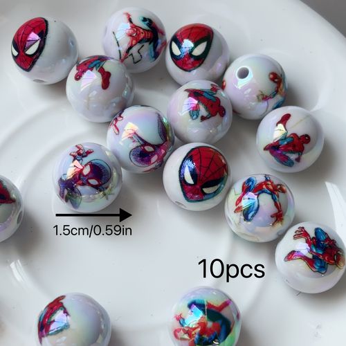 TEMU Spider-man 3d Bead Charms - Acrylic Making Accessories For Necklaces, Bracelets, Keychains, Hair Ties, Phone Straps & Bag Charms - Vibrant