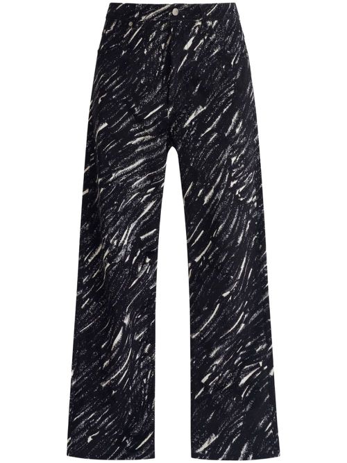 Flocked wide-leg jeans - Black