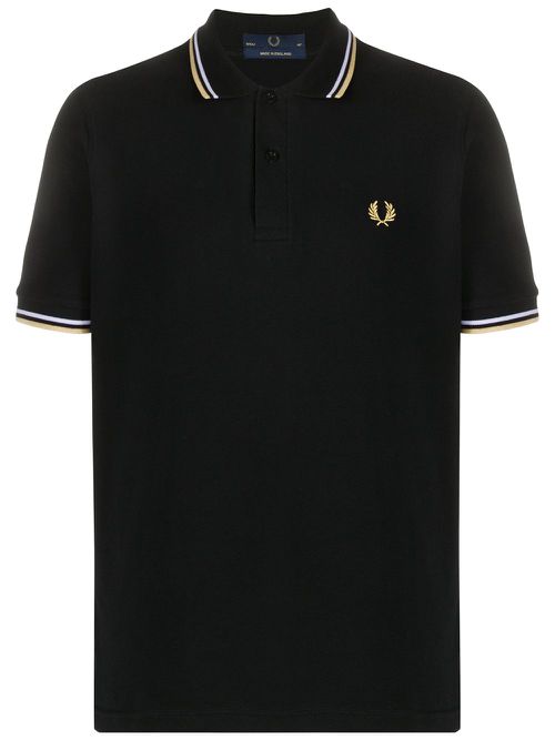 Stripe trim polo shirt - Black