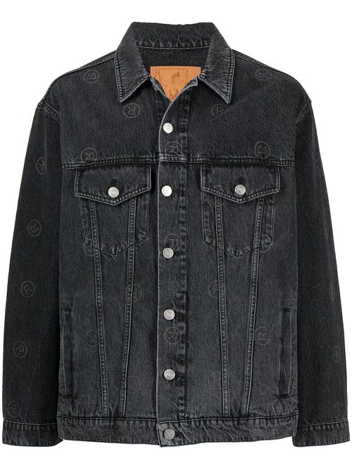 Logo-print denim jacket - Black