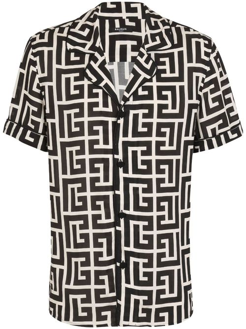 Monogram-print short-sleeve shirt - Black
