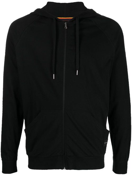 Zip-up cotton hoodie - Black