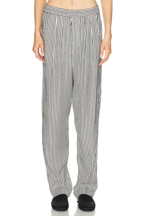 TOM FORD Striped Silk Pyjama Pant in Black & White - Black,White. 38 also