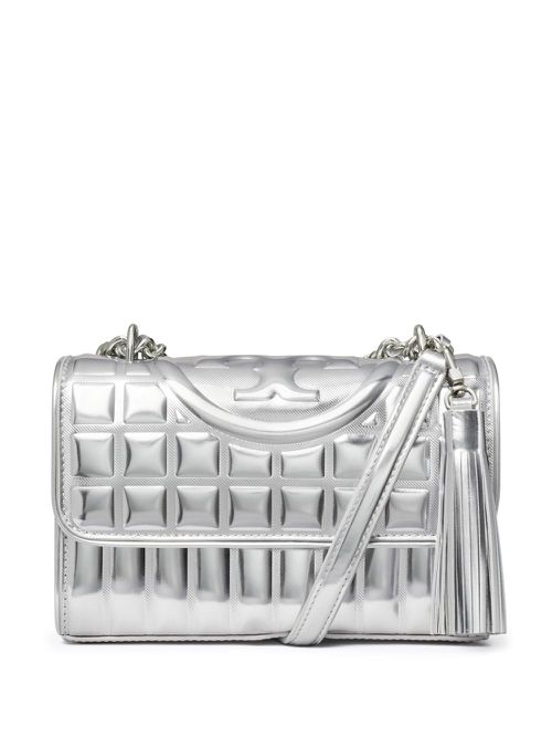 토리버치 여성 small Fleming metallic shoulder bag - Silver 155938