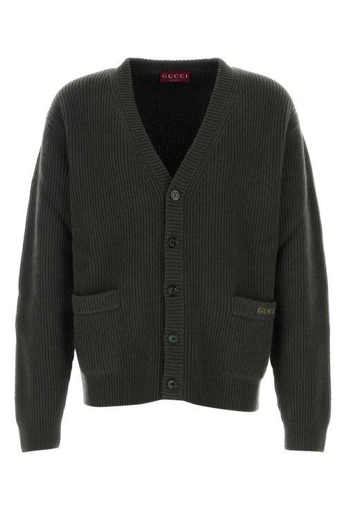 Ribbed Wool-Cashmere Cardigan — Green