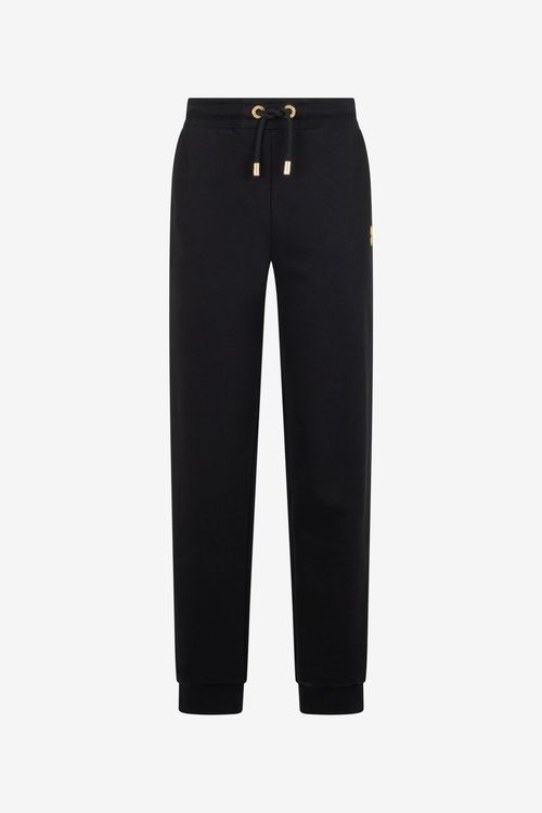 Black Cotton Joggers With Monogram Rc