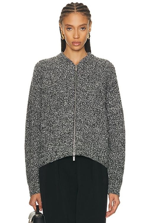 Helmut Lang Marled Zip Up Sweater in Black & White - Charcoal. XL also in