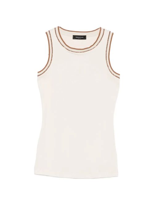 Contrast-Trim Tank Top — Cream