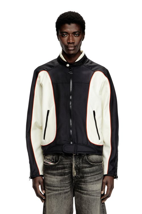 Colour-block biker jacket with piping - Jackets - Man - Multicolor