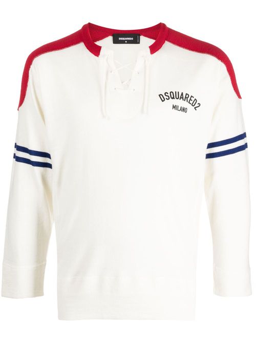 Logo-print knitted jumper - White