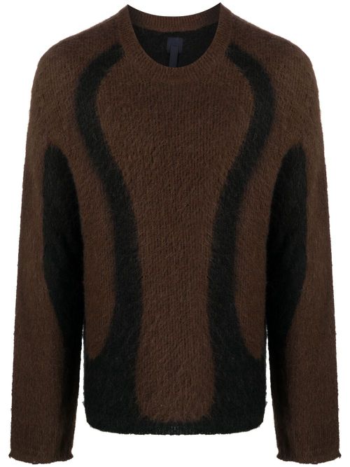 J.LAL two-tone design brushed-effect jumper - Brown