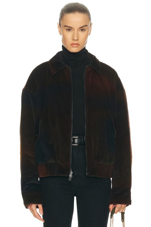 The Elder Statesman Ombre Cord Boxy Jacket in Midnight - Chocolate,Navy. M/L also in