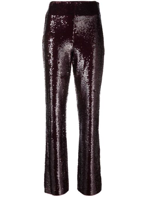 Sequinned flared trousers - Purple