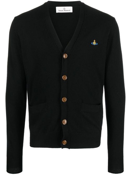 Orb-logo V-neck cardigan - Black