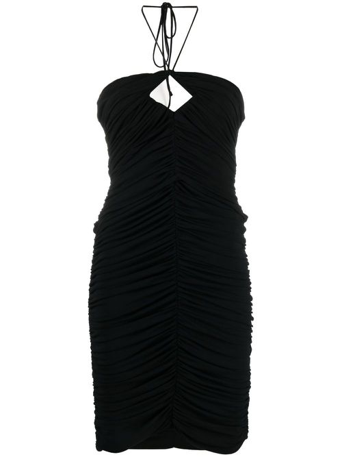 Ruched halterneck mini dress - Black