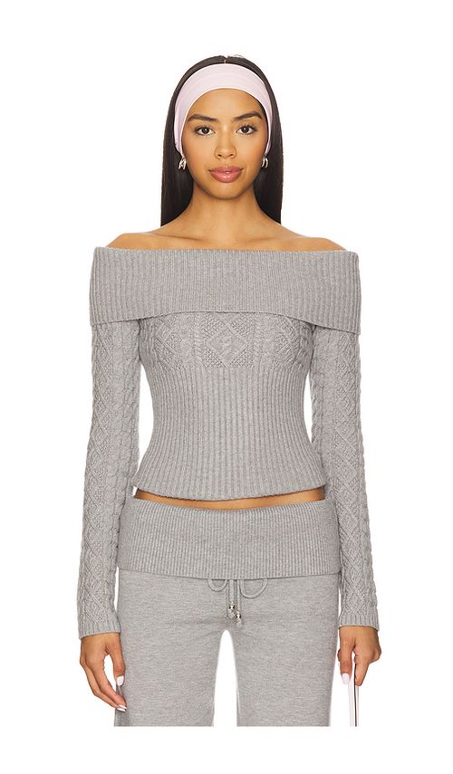 Frankies Bikinis Jazz Cable Knit Sweater in Cloud Cover. XXS also in L, M
