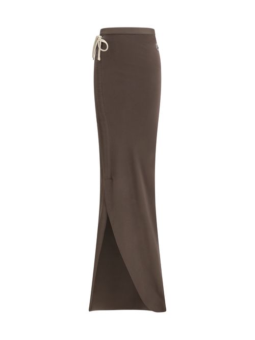 Drawstring Maxi Jersey Skirt — Brown