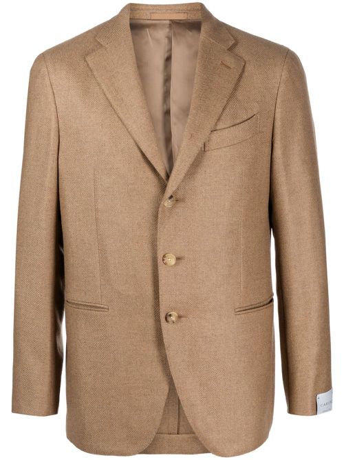 Single-breasted wool-cashmere blazer - Brown