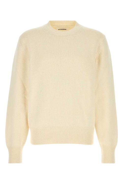 Crewneck Cotton Knit Sweater — Beige