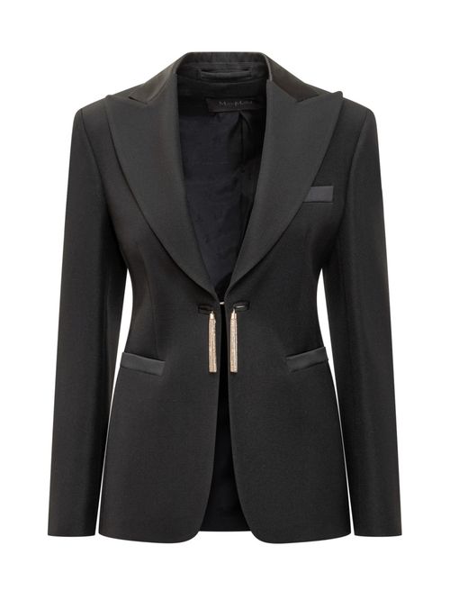 Black Solid Shawl Lapel Blazer