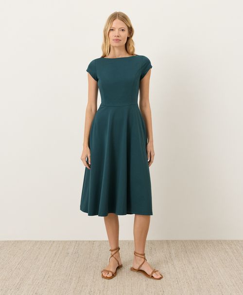 Women's Deep Aqua Fit & Flare Ballet Neck Dre