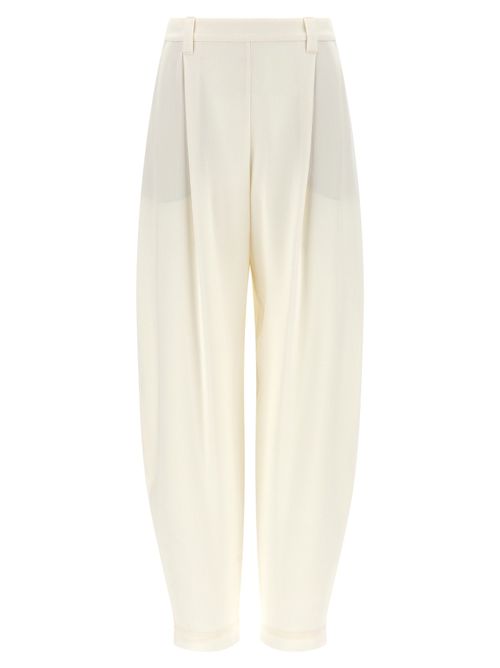 Linen Blend Twill Trousers — Cream