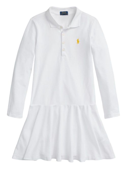 Flared polo dress - White