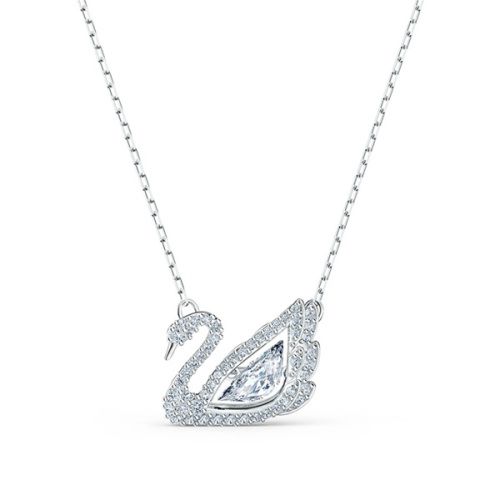 Crystal-embellished logo pendant chain - Silver