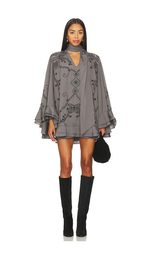 Free People Bali September Sun Mini Dress in Charcoal Grey. S also in