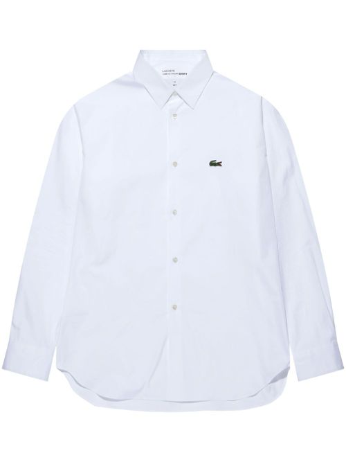 X Lacoste logo-patch cotton shirt - White