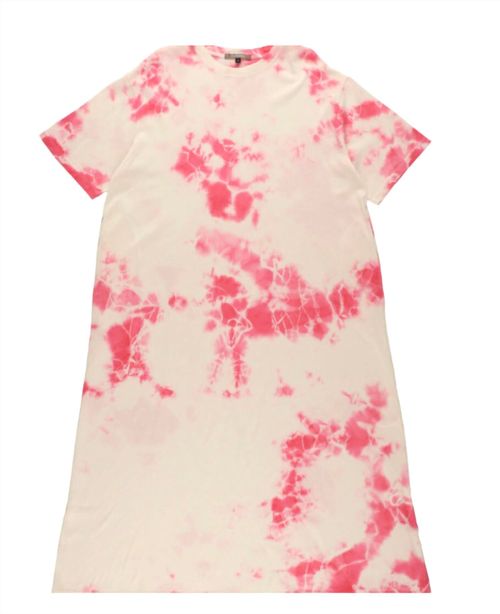 Women's Cotton Jersey Half Sleeve Wide Dress In White / Pink /gray