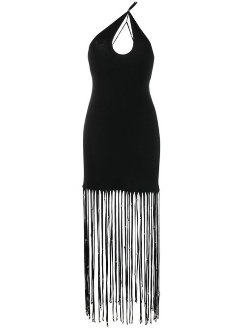 Fringe-detailing cut-out dress - Black