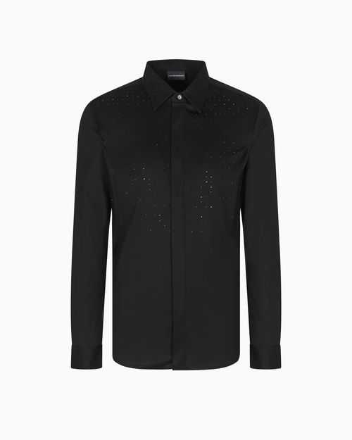 Clubwear slim-fit shirt in a Lyocell blend with rhinestones