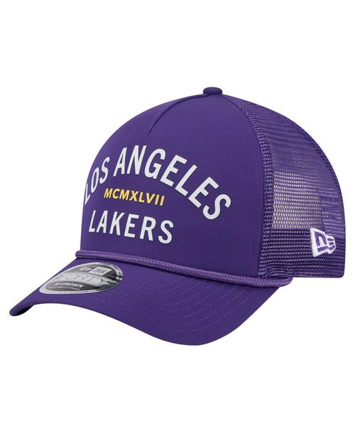 Men's Purple Los Angeles Lakers Minimalist A-Frame 9FORTY Trucker Hat - Purple