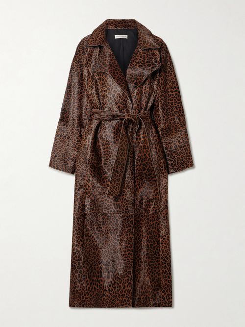 Althea Belted Leopard-print Cow Hair Coat - Animal print