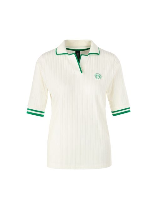 Marc Cain Ribbed polo shirt, white, 34 N