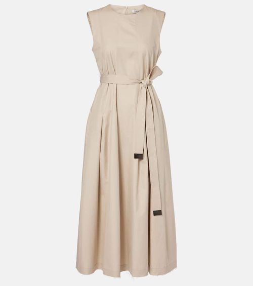 Amina pleated cotton midi dress