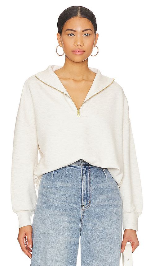 Varley Hawley Half Zip Sweatshirt in Ivory.  XS. Also in L, M