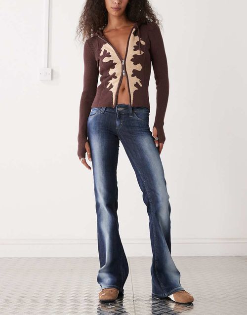 Booty Bei stretch low rise bootcut jeans in blue spray