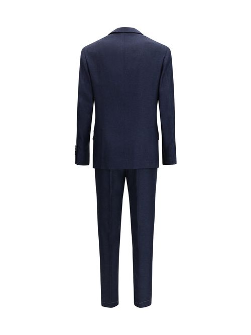 Single-Breasted Wool Pant Suit — Navy