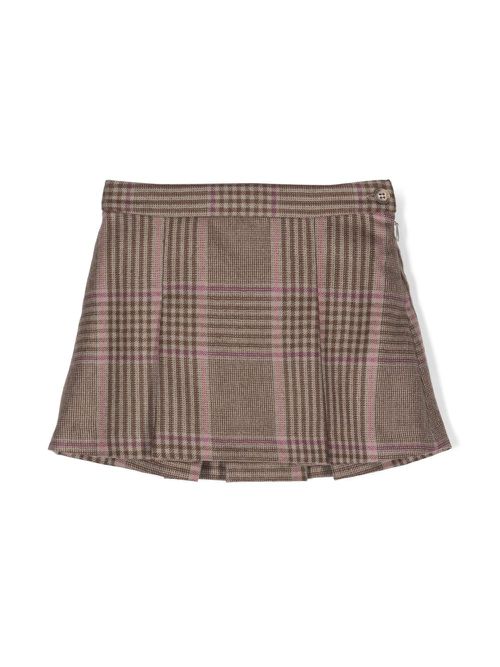 Tutti check-print pleated skirt - Brown