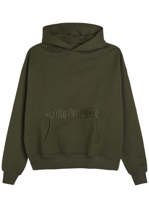 Baroque Calligraphy Embroidered Hooded Cotton Sweatshirt