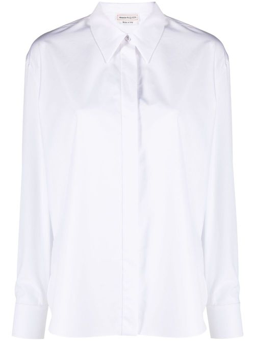 Point-collar cotton shirt - White
