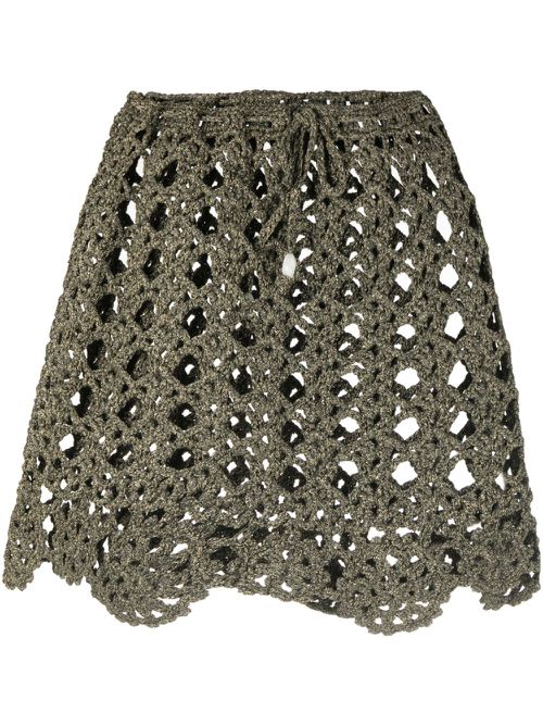 Crochet-knit miniskirt - Black